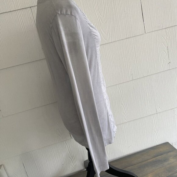 XCVI Sheer Front Legenlook V-Neck Top Long Sleeve - Gray Womens Size L (J6) - Picture 9 of 15